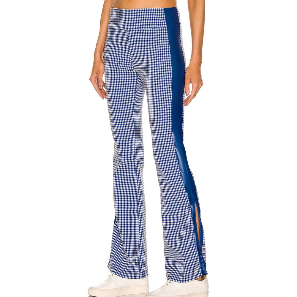 Koral Katylyn Redford Lapis Blue White Gingham High Rise Flare Pants size S